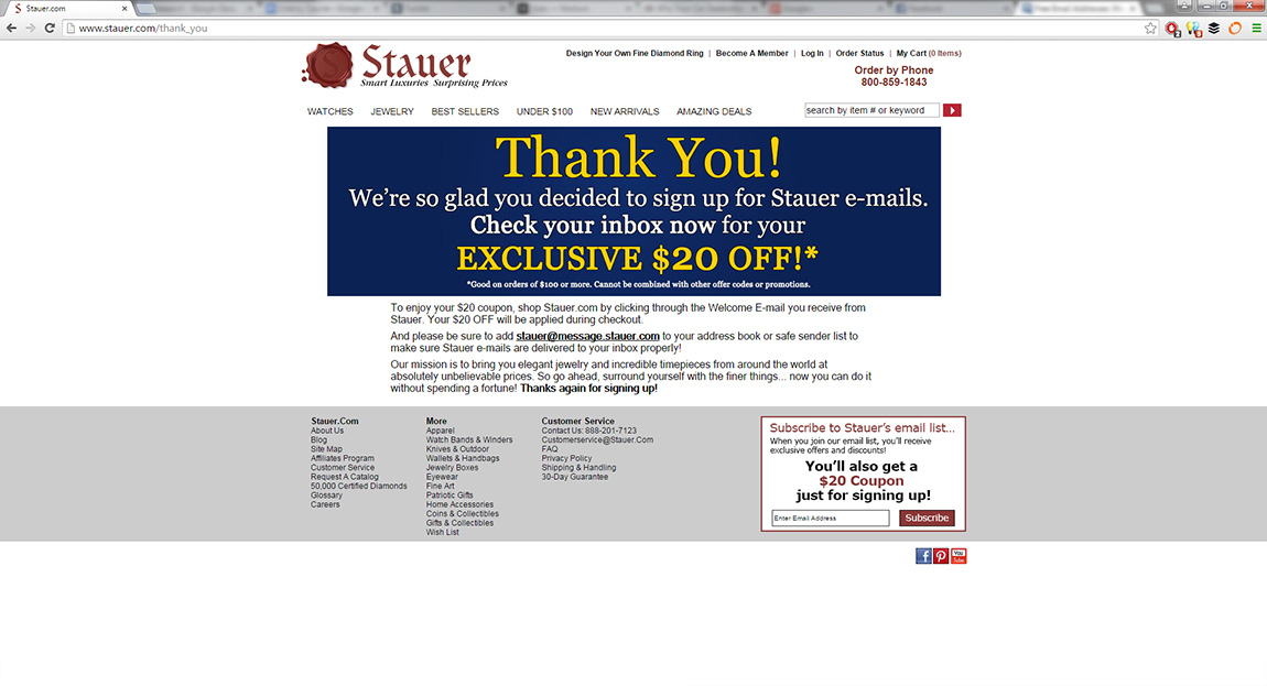Stauer Success Page