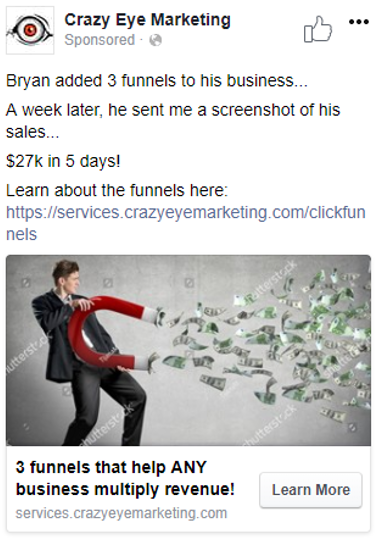 Cold Traffic Facebook Ad Example